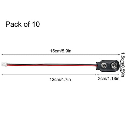 I Type Battery Clip Lead Wire 10PCS 15cm 9V Battery Snap to 2-Pin PH2.0 Connector Cable,9 V Battery Clip Connector