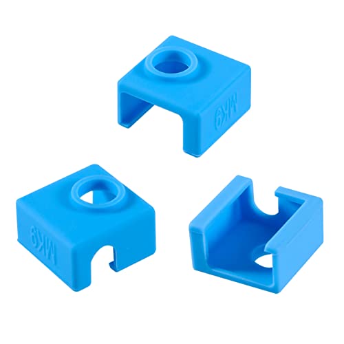 Aokin 3D Printer Hotend Silicone Sock Heater Block Silicone Cover for Creality Ender 3, Ender 3 Pro, Ender 5, Ender 5 Pro, CR-10/10S, Anet A8, MK7/8/9 Hotend, Blue, 3 Pcs