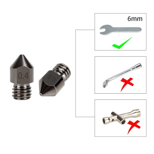 2 Pack Hardened Steel MK8 Nozzle with High Temperature Resistance Upgraded Tungsten All Metal Extruder ends Nozzle for Ender 3 / Ender 3 S1, Pro, CR-10 Series 1.75mm Filamen(MK8 hardened steel, 0.3mm) - style: 0.3mm