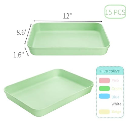 Lyellfe 15 Pack Plastic Art Trays, Deep Activity Sand Serving Trays