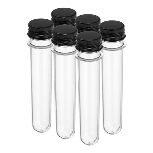 PATIKIL 45ml Plastic Test Tubes with Screw Caps, 6Pcs 141x25mm Tubes for Scientific Party Decoration Candy Bead Storage Bath Salt Lab Use, Black - color: Black, size: 45ml