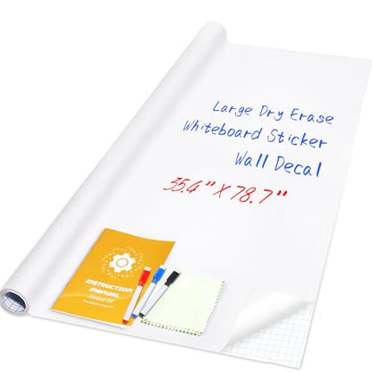 ZNCMRR 78.7"x35.4" Whiteboard Sticker for Wall White Board Dry Erase Paper - size: 79"W x 35.4"H