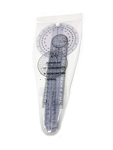 EMI Goniometer Set – 12", 8", 8" Spinal | 3-Piece Medical Goniometer Kit for Physical Therapy, Rehabilitation & Joint Measurement | EGM-428
