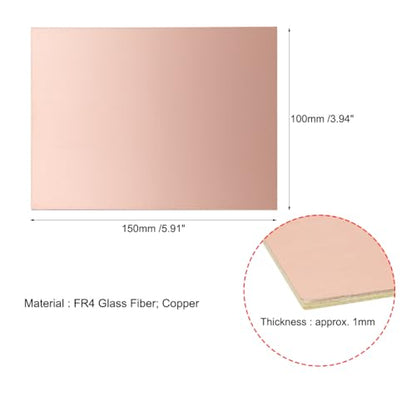 uxcell 2pcs 150x100mm Double Sided Copper Clad Laminate PCB Circuit Board FR4 1mm Thickness DIY Prototyping PCB Board - size: 150x100mmx1mm