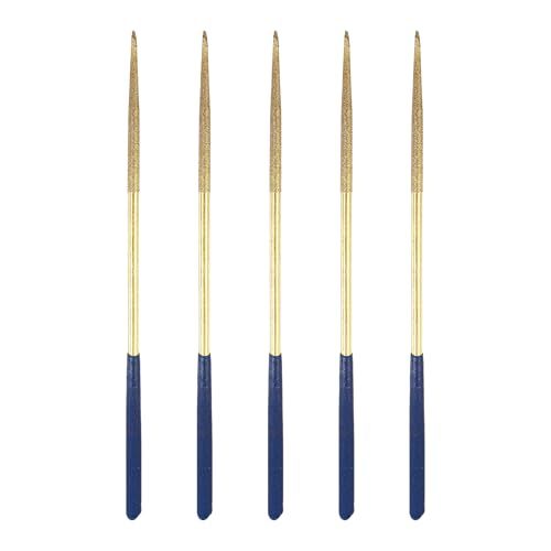 HARFINGTON 5Pcs Diamond File 4x160mm 120Grit Diamond Needle Gold Files - color: Gold, size: 4 x 160mm 120 Grit