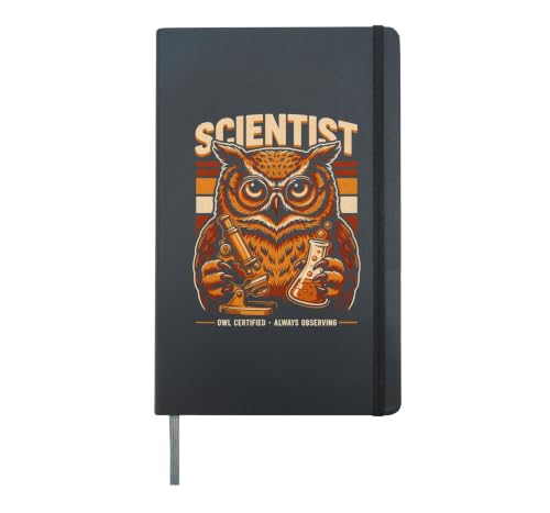 Scientist Owl Certified Always Observing Scholar Hardcover Journal, Black