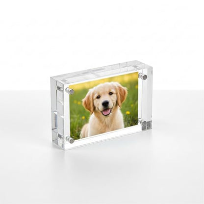 Azar Displays 104438 Clear Acrylic Magnetic Photo Frame Block 4.5x3 - size: 4.5in x 3in Vertical/Horizontal