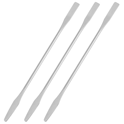 3PCS Double-Ended Spatula, Stainless Steel Lab Spatula, Mini Metal Spatula, Shovel Tapered Arrow End Flat Ends, 5.9 Inches (Silver)