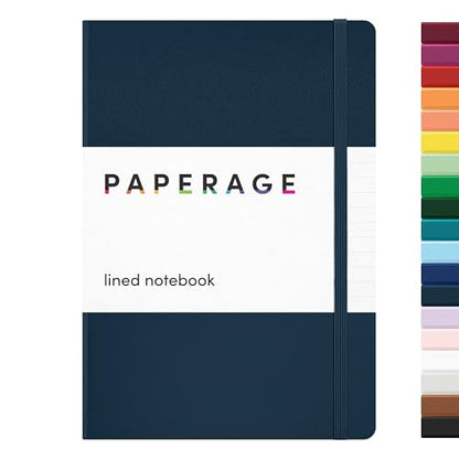 PAPERAGE Lined Journal Notebook, Hardcover Journal for Women & Men, 160 Pages, (5.6 in x 8 in), College Ruled Journaling Notebook for Work, School Supplies & Note Taking, (Navy) - color: Navy, style: A. Lined