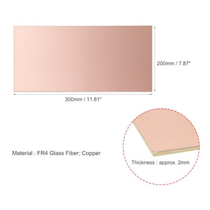 uxcell 2pcs 300x200mm Double Sided Copper Clad Laminate PCB Circuit Board FR4 2mm Thickness DIY Prototyping PCB Board - size: 300x200mmx2mm