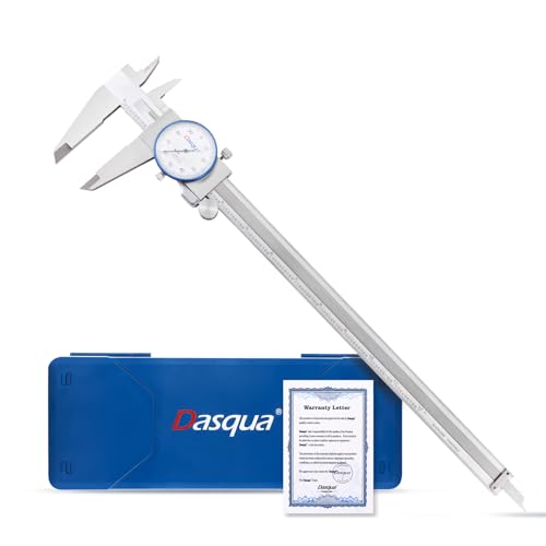 Dasqua 0-12" Dial Caliper Measuring Tool, Double Shock-Proof, Made of Solid Stainless Steel, Accuracy ±0.001", Graduation 0.001", Professional High Precision Caliper for Machinists & Woodworking
