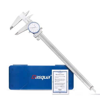 Dasqua 0-12" Dial Caliper Measuring Tool, Double Shock-Proof, Made of Solid Stainless Steel, Accuracy ±0.001", Graduation 0.001", Professional High Precision Caliper for Machinists & Woodworking