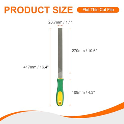 HARFINGTON Flat Thin Cut File 12" Double Cut Teeth High Carbon Steel Hand Rasp File with Plastic Handle for Metal Wood Deburring Removing - size: 12", style: Thin