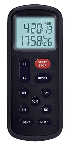 Lavatools KT8 Digital Kitchen Dual Timer & Stopwatch, Backlight, Ultra Loud Alarm, Mute Function, Quick-Set Buttons, Hang Hole, Magnetic for Cooking and Classroom with Lanyard - color: Sesame