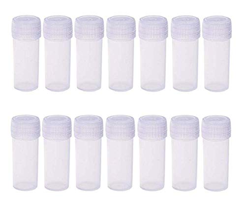 50 Pcs Plastic Sample Bottles Mini Clear Storage Case with Lid, 5ML Small Bottle Vial Storage