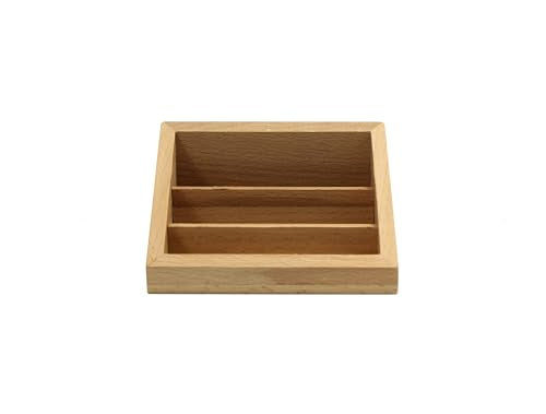 Wooden Three-part Cards Holder Cards Display Stand Cards Organizer 3 Slots Montessori