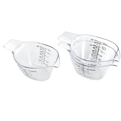 3 Pack 2 Ounce Measuring Cups, Food-Grade Plastic Small Measuring Cup for Hair Color, Hot Tub Chemicals & DIY Mixing, Mini Ounce Measure Cup with Easy-Read Markings
