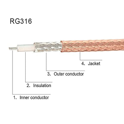 Superbat SMA to N Adapter 2ft RG316 SMA Male to N Female Bulkhead Cable - size: 2ft, style: sma male to n female