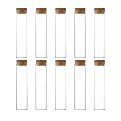 QUUPY 10PCS 60ml/2oz Empty Clear Glass Test Tubes Reagent Bottle with Cork Stoppers for Foods Cosmetic Candy Tea Powder Liquid Dispenser
