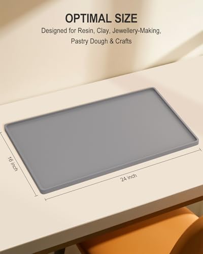 Silicone Art Mat for Crafts, 16" x 24" Waterproof Non-Slip Painting Mat - color: Gray, size: 16" x 24"