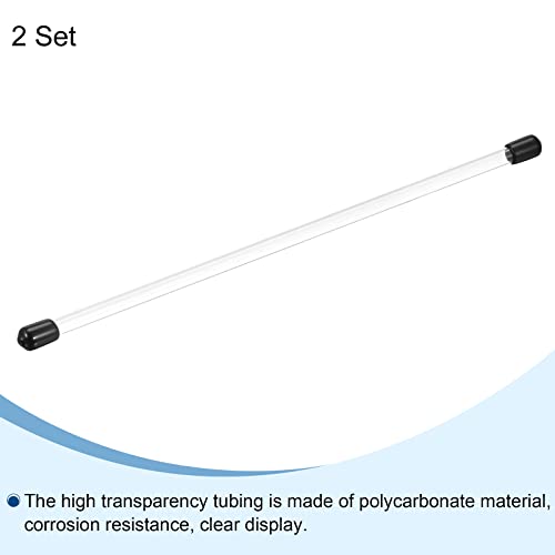 PATIKIL Clear Rigid Tube Round Plastic Tubing with Black Rubber Caps Polycarbonate Water Pipe, 305mm/ 12 Inch Length, 4mmx5mm/0.16"x0.2", 2 Set - color: Black,Clear, size: 0.16"x0.2"