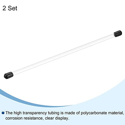PATIKIL Clear Rigid Tube Round Plastic Tubing with Black Rubber Caps Polycarbonate Water Pipe, 305mm/ 12 Inch Length, 4mmx5mm/0.16"x0.2", 2 Set - color: Black,Clear, size: 0.16"x0.2"