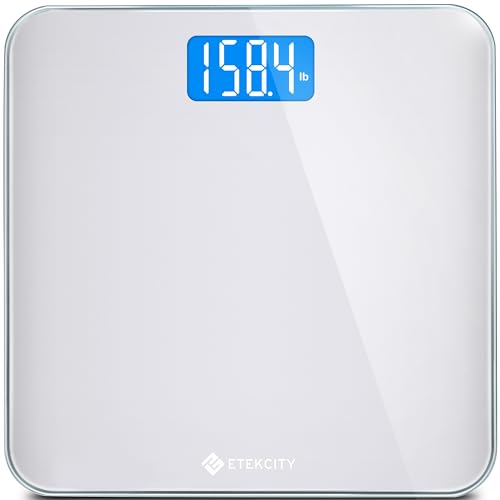 Etekcity Digital Bathroom Scale for Body Weight, Tempered Glass, 400 lbs - color: Light Grey, size: 11.8 x 11.8 inches