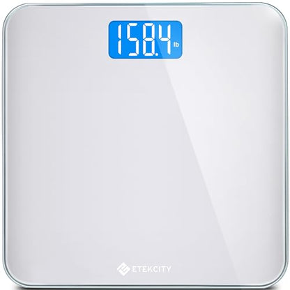 Etekcity Digital Bathroom Scale for Body Weight, Tempered Glass, 400 lbs - color: Light Grey, size: 11.8 x 11.8 inches