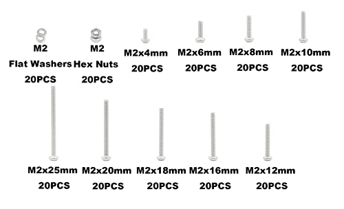 Metric M2 304 SS Button-Head Socket Cap Screws, Nuts & Washers Kit - size: M2
