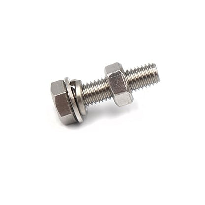 10-Pack M6 x 30mm Hexagon Screws Hex Bolts with M6 Hex Nuts M6 Flat Washers/Spring Lock Washers Set, 304/18-8, Plain Finish - size: M6 x 30mm 40pcs