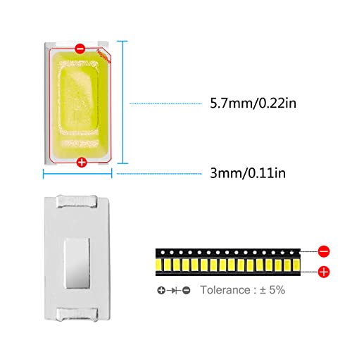 200pcs 5730 (5630) White SMD LED Diode Lights Chips (5.7mm x 3.0mm DC 3V 150mA 0.5W 50-55LM) Super Bright Lighting Bulb Lamps Electronics Components Indicator Light Emitting Diodes - size: 5730/5630 White