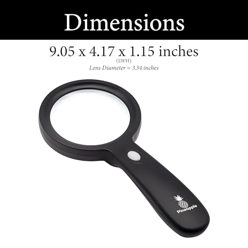 Magnifying Glass with Light, 10X Lighted Magnifier Handheld, Large Magnifying Glass for Reading, Seniors, Macular Degeneration, Elderly