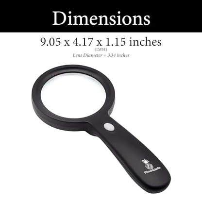 Magnifying Glass with Light, 10X Lighted Magnifier Handheld, Large Magnifying Glass for Reading, Seniors, Macular Degeneration, Elderly