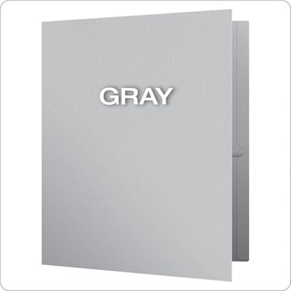 Oxford Twin-Pocket Folders, Textured Paper, Letter Size, Gray, Holds 100 Sheets, Box of 25 (57505EE) - color: Gray, size: 25 Count (Pack of 1)