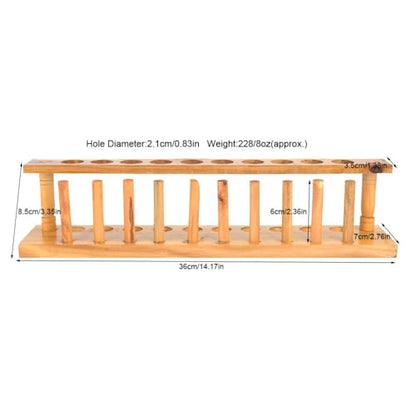 Wooden Test Tube Rack 6/8/10 Hole - Laboratory Tube Holder for Experiments, Durable Wood Stand with Alkali Resistance(10 Hole) - size: 10 Hole