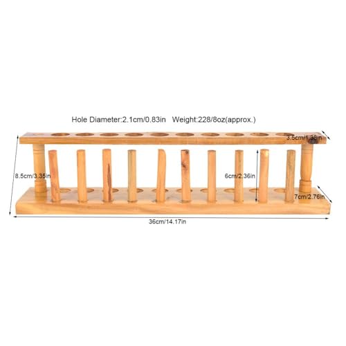 Wooden Test Tube Rack 6/8/10 Hole - Laboratory Tube Holder for Experiments, Durable Wood Stand with Alkali Resistance(10 Hole) - size: 10 Hole