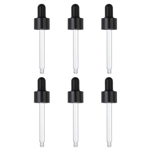PATIKIL Glass Eye Dropper Caps, 6 Pcs Anodized Aluminum Glass Dropper Closure Top for 30ml(1oz) Essential Oils Bottle, Perfume, Lab Experiments, Black - color: Black, size: 30ml