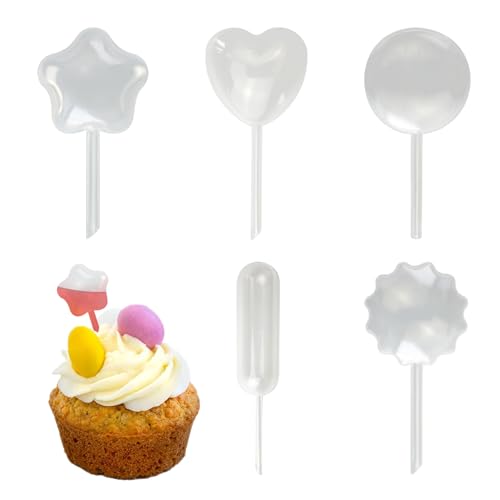 Cake Decorating Transfer Pipettes, 50 Piece Set, 5 Shapes, Plastic Droppers for Parties and DIY Art