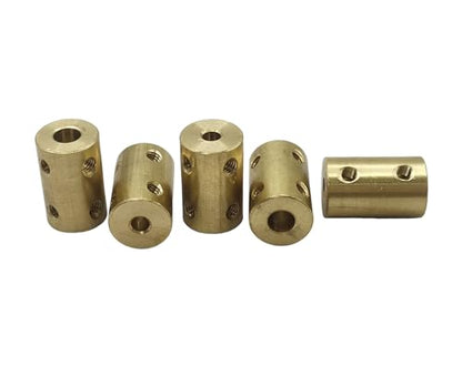 5Pcs 4mm to 6mm Brass Shaft Couplers,Bore Rigid Coupling Set with Screws and Wrench for 3D Printer DIY Encoder Car Model Shaft RC Robot - size: 4mm to 6mm