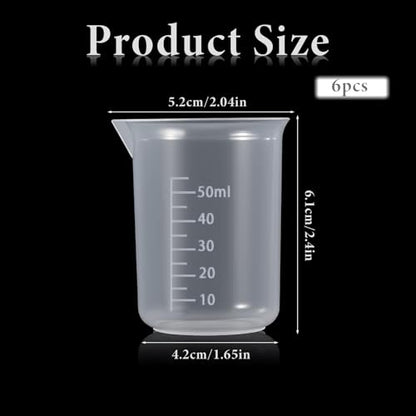 6 Pcs Plastic Graduated Beaker, 50 Ml Measuring Cups Portable Graduated Beaker Small Milliliter Measuring Cup Transparent Beakers for Kitchen Lab Cooking Science Experiment Liquid Measure