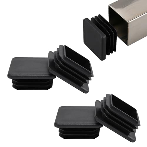 4 Pack 2"x 2" Black Square Tube End Cap Plastic Plugs - color: Black, size: 2" (2-4 mm) - 4 pcs