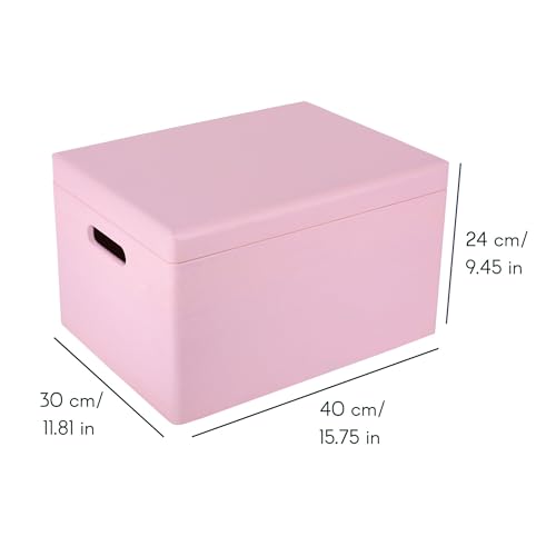 Creative Deco Large Pink Wooden Box Storage with Hinged Lid - color: Pink, size: XXL | Handles