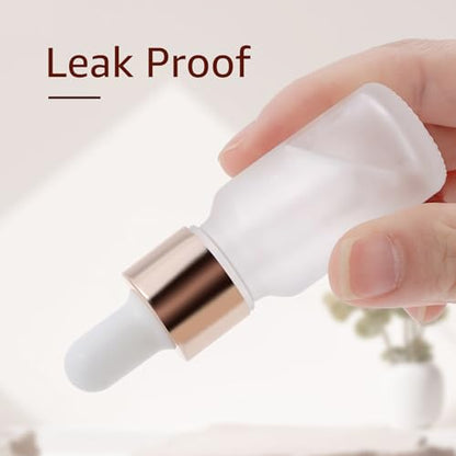 30 Pack 10ml Frosted Glass Dropper Sample Bottles, Rose Golden Caps - color: Frosted, size: 10mL-30pcs