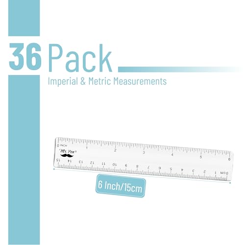 Mr. Pen- Bulk Plastic Rulers, 6 Inch, 36 Pack, Easy-to-Read Markings - color: Clear, size: 36 Pack 6 Inch