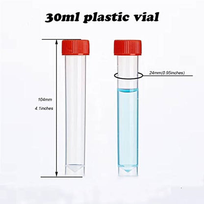 30ml Plastic Small Vials with Screw Caps Sample Tubes,PP Material, Free from DNase, RNase, Human DNA(30pcs) - style: 30ml 30pcs