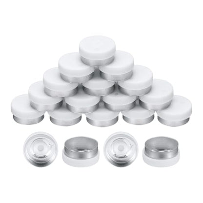 uxcell 13mm Flip Off Caps, 100PCS Burr-Free Flip Off Top Caps Seals Flip Off Aluminum Plastic Vial Flip Off Seals Caps Cover for Glass Vial Freeze-Dried Bottles, White/Silver - color: White/Silver, size: 13mm