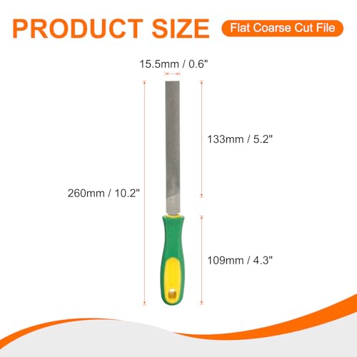 HARFINGTON Flat Coarse Cut File 6" Double Cut Teeth High Carbon Steel Hand Rasp File with Plastic Handle for Metal Wood Deburring Removing - size: 6", style: Coarse