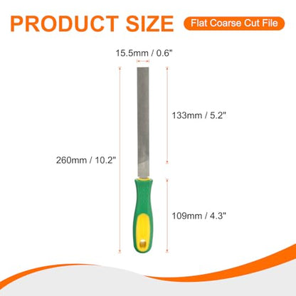 HARFINGTON Flat Coarse Cut File 6" Double Cut Teeth High Carbon Steel Hand Rasp File with Plastic Handle for Metal Wood Deburring Removing - size: 6", style: Coarse
