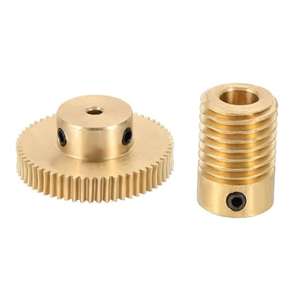 uxcell Worm Gear Set 60T 0.5 Module 60:1 Reduction Rate, Right Rotation Drive Gear Box Wheel Reduce Transmission Part (Brass Gear-3mm Bore, Brass Rod 6mm Bore) - size: Gear-3mm, Rod-6mm Bore, style: 0.5M-60T