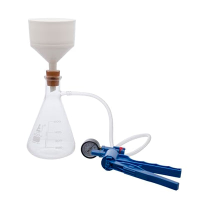 EISCO Complete Vacuum Filtration Kit - Includes 500mL Filtering Flask, Hand Vacuum Pump, Buchner Funnel, Filter Papers, Rubber Tubing & Stopper